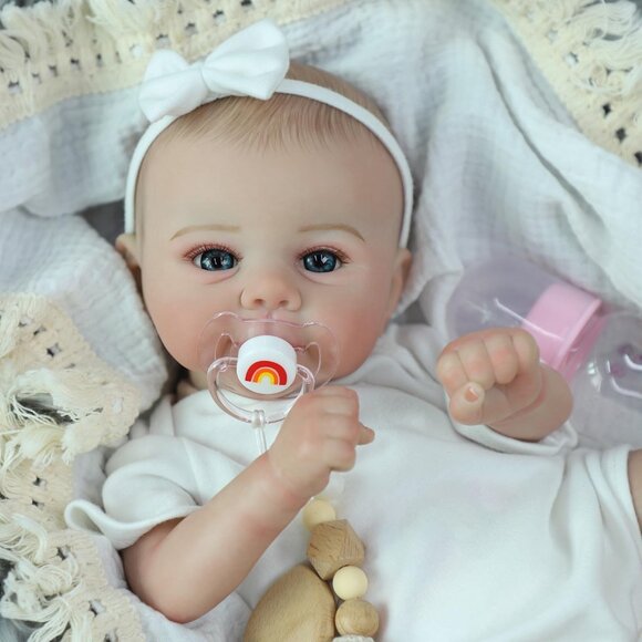 🆕18 Inch Realistic Cloth Body With Vinyl Limbs Baby Doll with Accessories - Picture 16 of 16